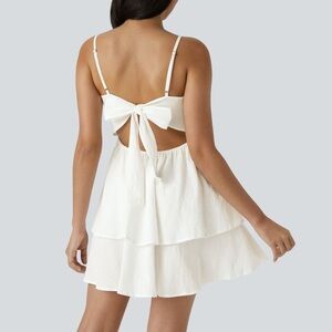 Halara Backless Tie Back Tiered Ruffle Flowy Slip Mini Casual Dress XL W…